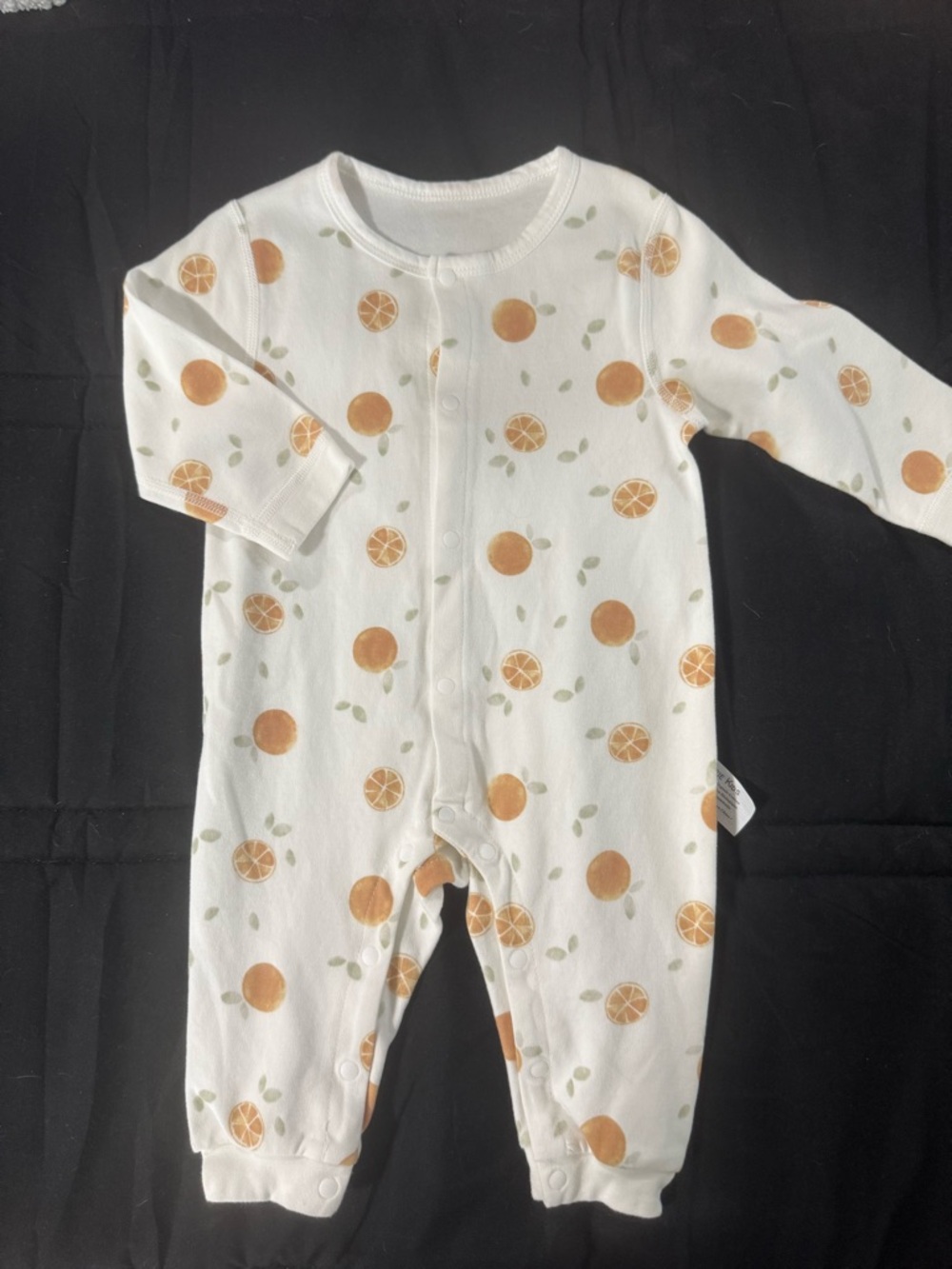 Cherie Kids White Orange-Print Footed One-Piece for Kids